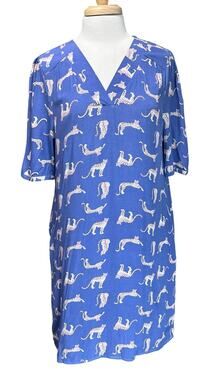 Michelle McDowell WINNIE WILD HEART JAGUAR Blue Casual Coastal Safari Dress M